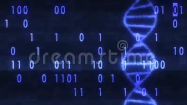 DNA螺旋分子旋转数字干扰噪声双星编码闪烁屏幕动画背景新质量